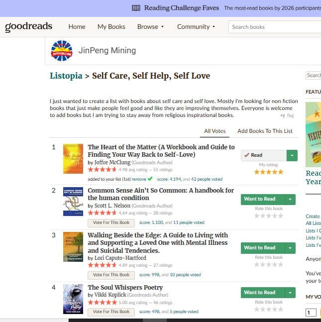 The Heart of the Matter: A Workbook and Guide to Finding Your Way Back to Self-Love on the Self Care, Self Help, Self Love Goodreads list